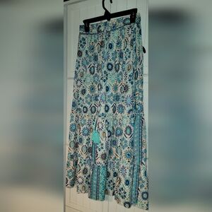 Floral Blue and White Women's Boho Skirt